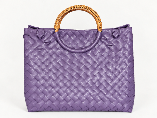 Lavender Woven Bayong woven bayong bag, front view