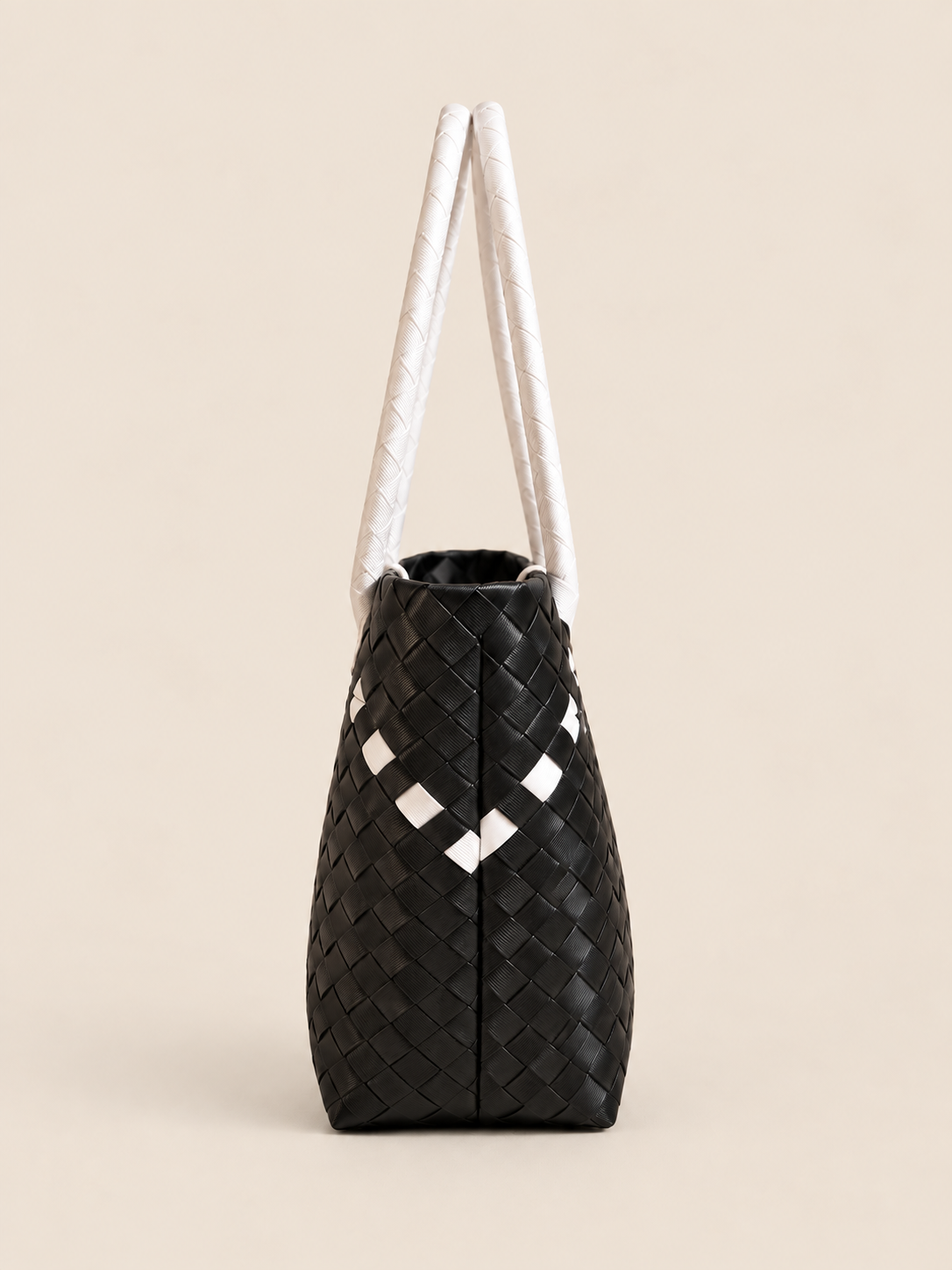 Habi Ng Bayong recycled-polypropylene structured bayong tote, side view