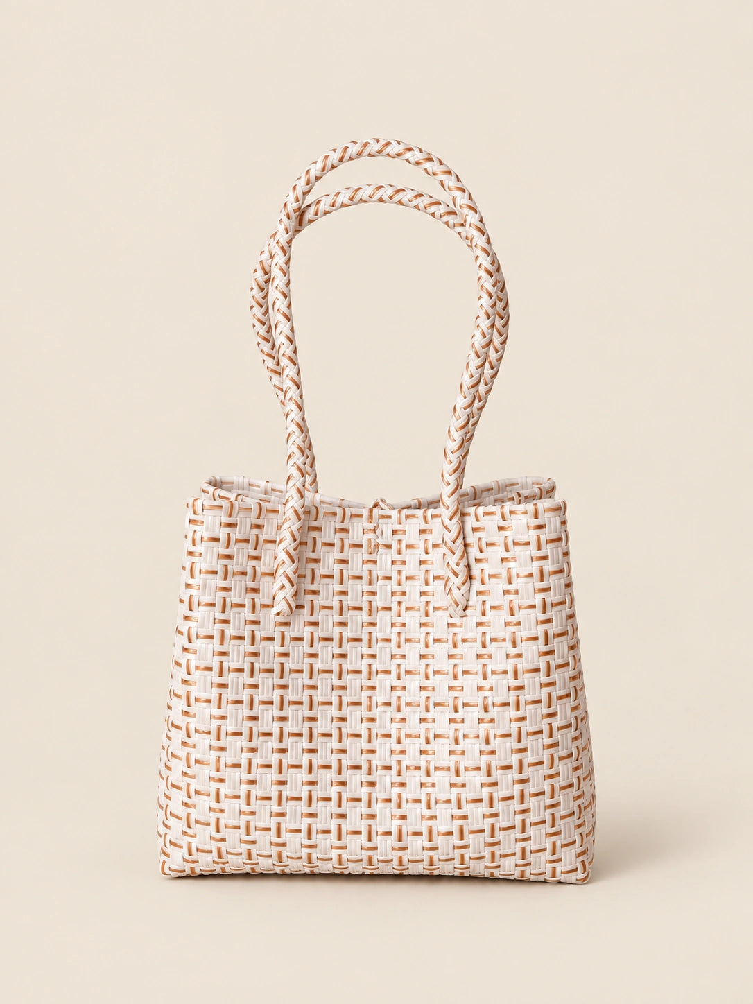 Habi Buri recycled-polypropylene structured bayong tote, back view