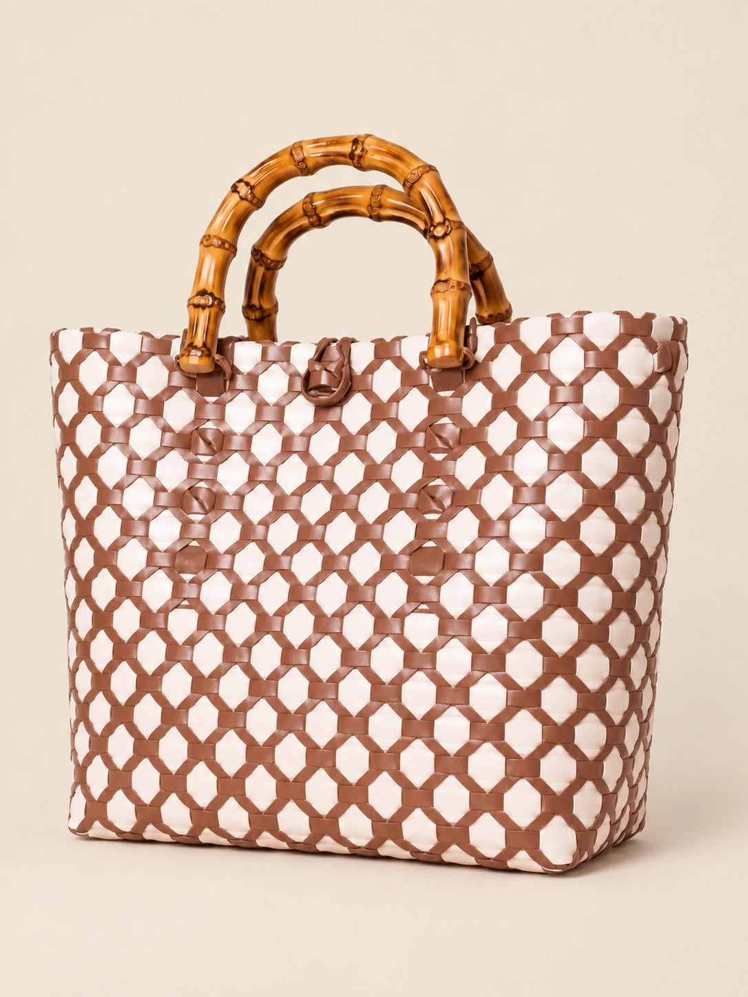 Kahoy Tsaa recycled-polypropylene wood-handle bayong bag, back view