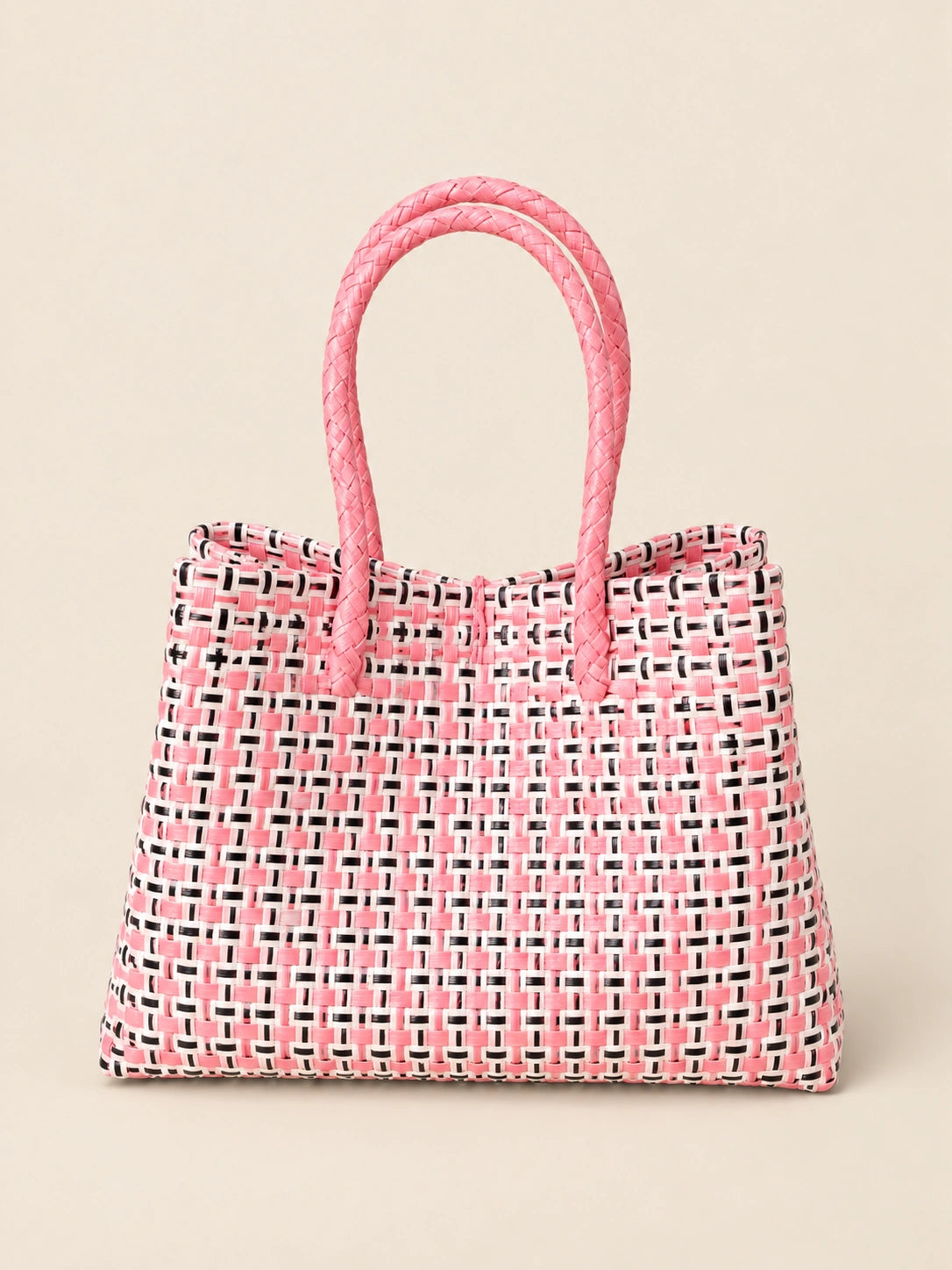 Habi Halo recycled-polypropylene structured bayong tote, back view