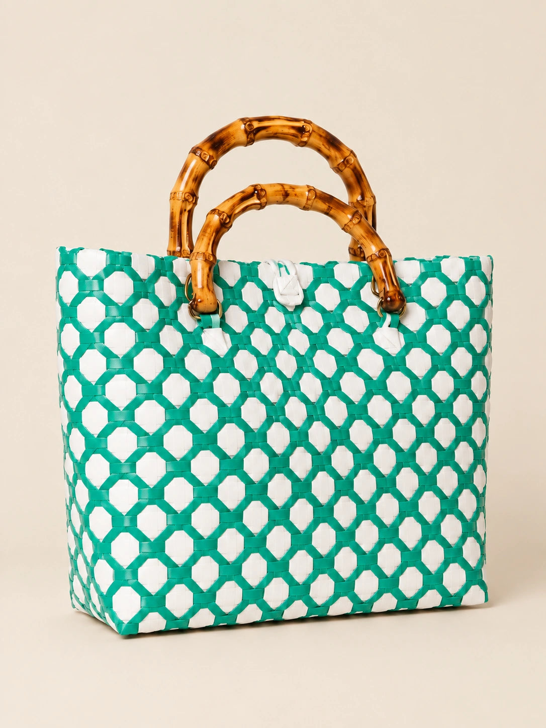 Kahoy Luntian recycled-polypropylene wood-handle bayong bag, back view