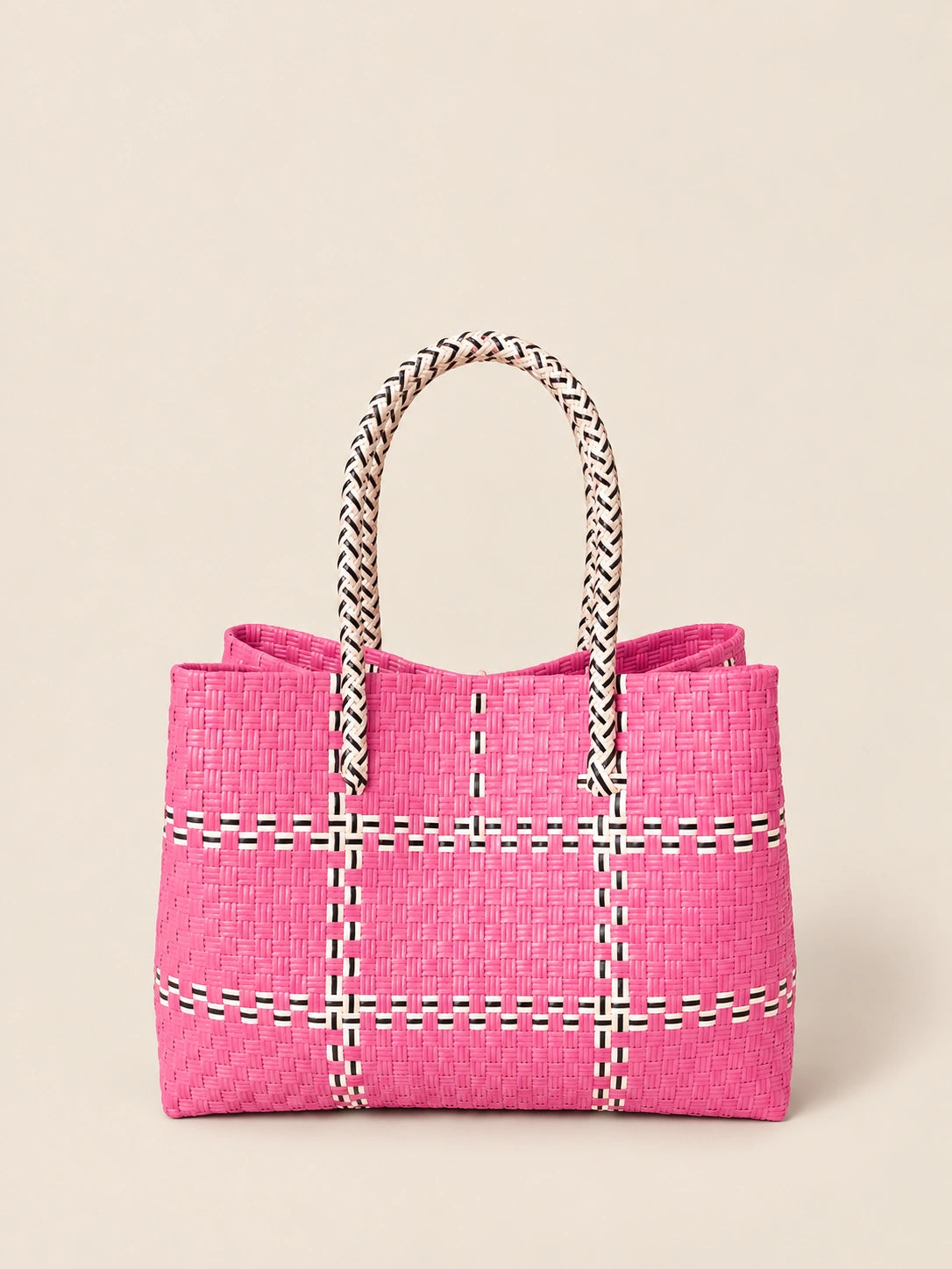 Habi Rehas recycled-polypropylene structured bayong tote, back view