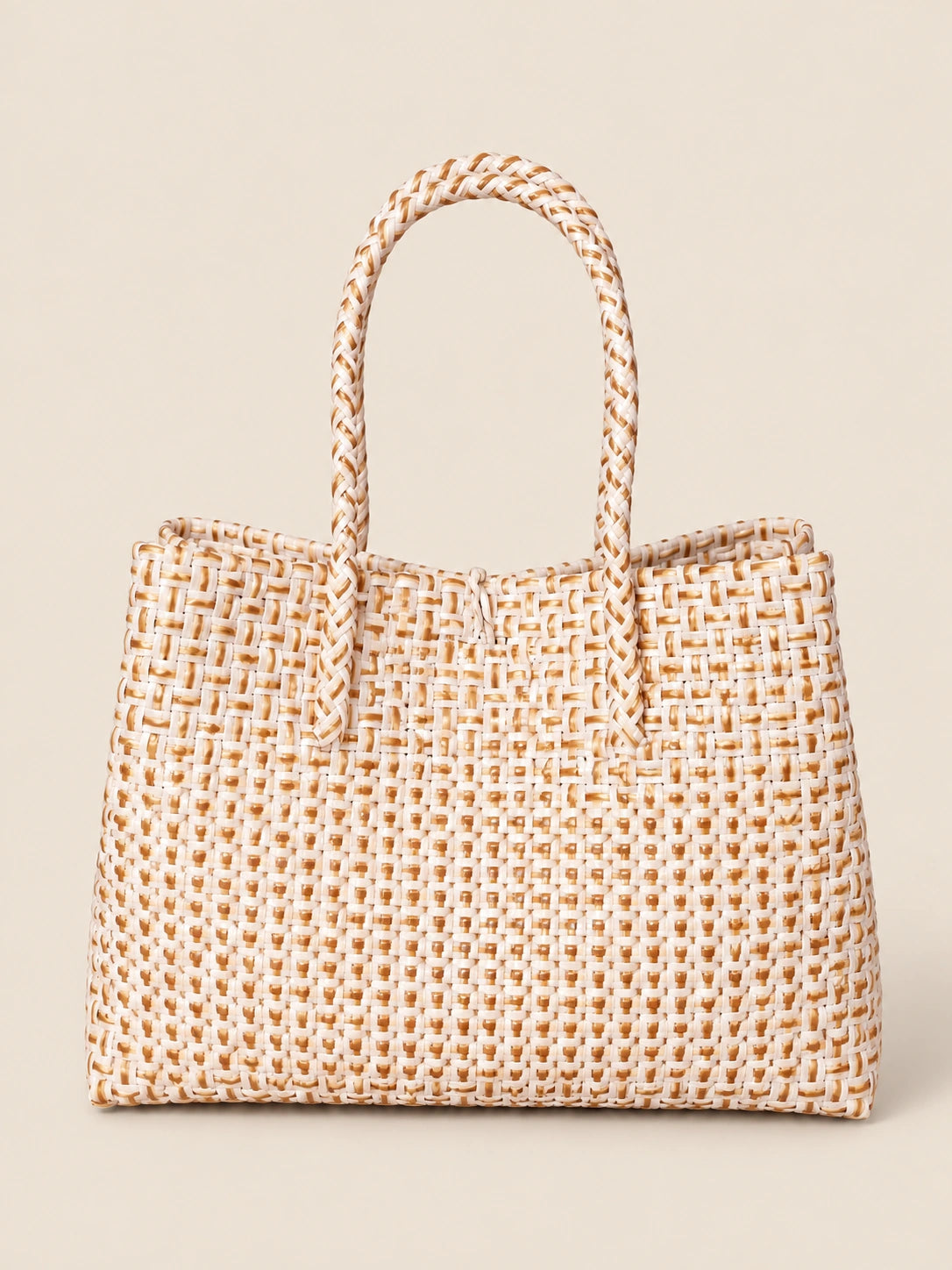 Habi Buhangin recycled-polypropylene structured bayong tote, back view