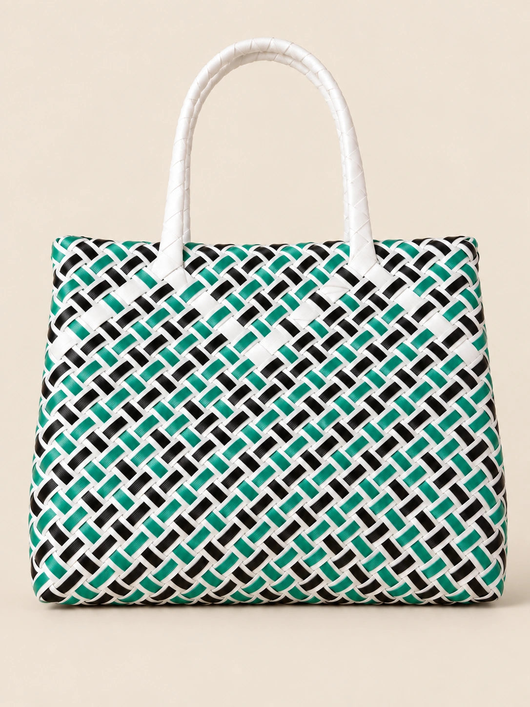 Habi Gubat recycled-polypropylene structured bayong tote, back view
