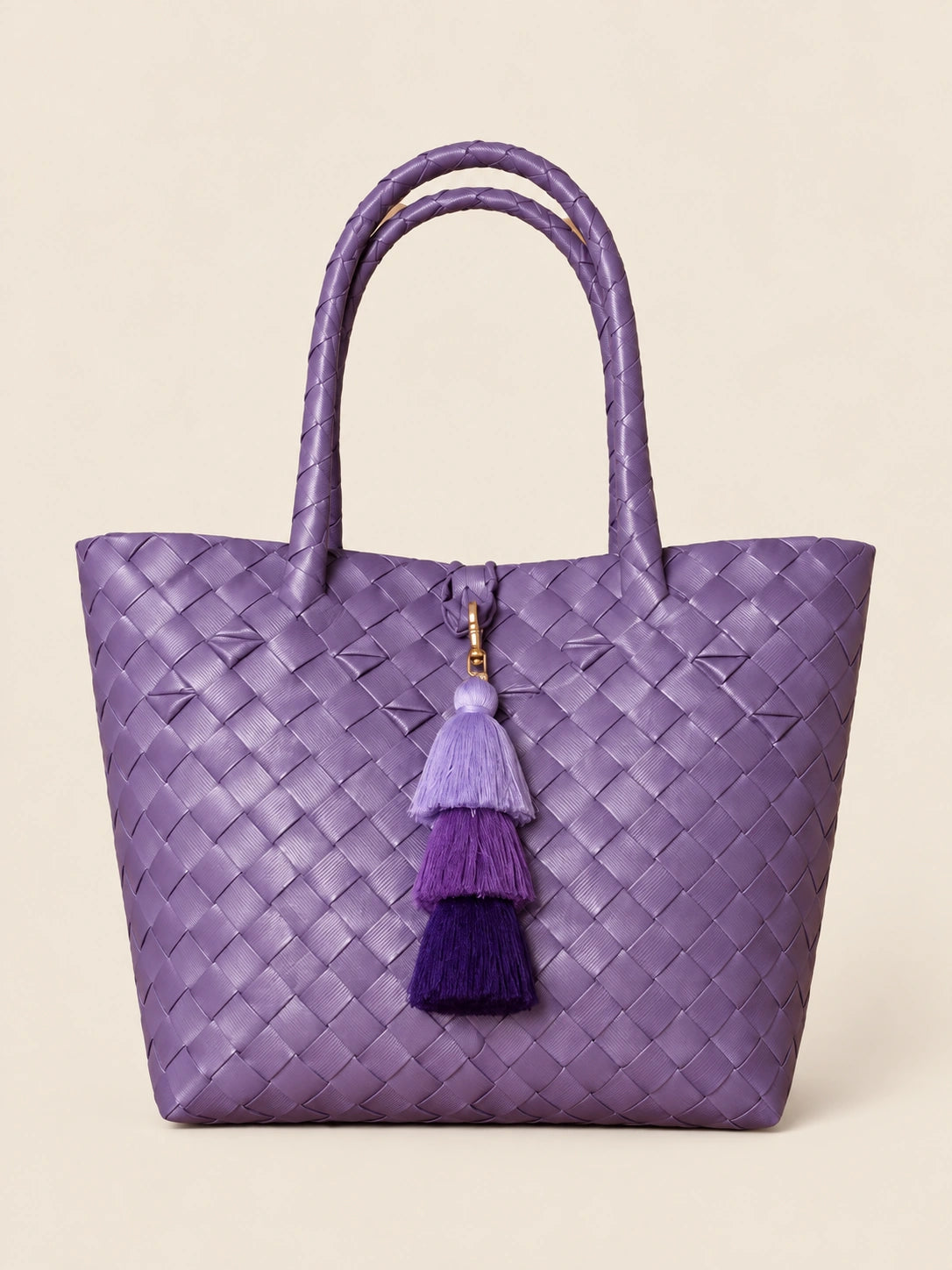 Lakbay Lila — Tassel recycled-polypropylene lightweight travel tote, front view