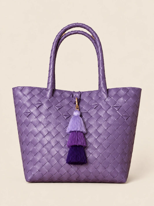 Lakbay Lila — Tassel recycled-polypropylene lightweight travel tote, front view