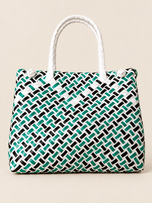Habi Gubat recycled-polypropylene structured bayong tote, front view