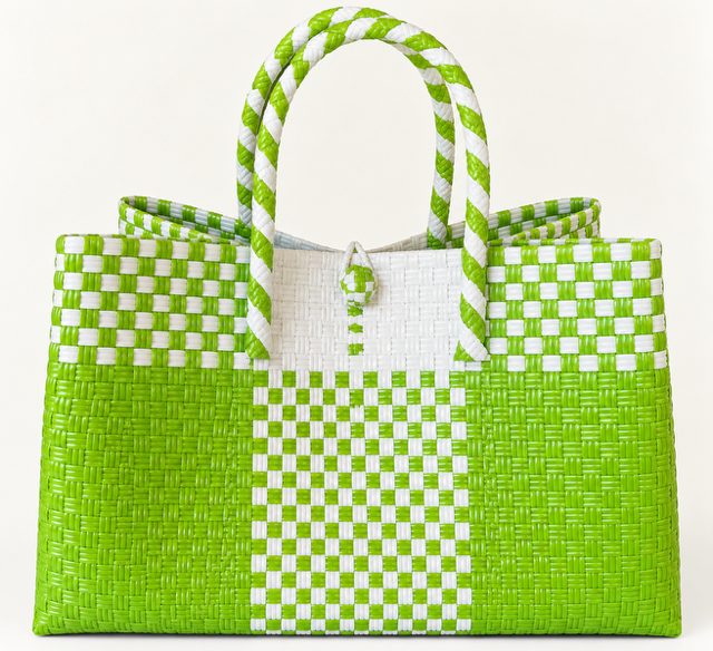 Habi Buko woven bayong bag, side view