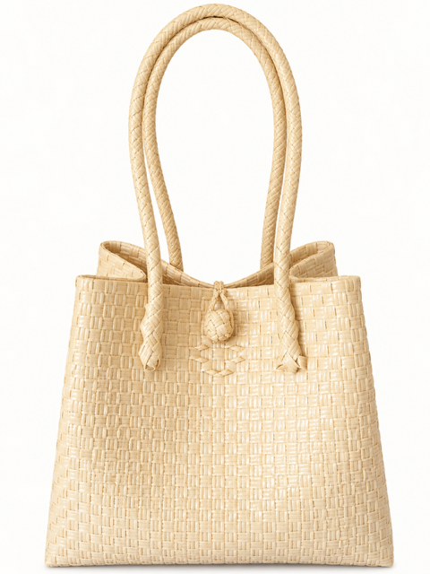 Habi Banig — Natural Cream woven bayong bag, side view