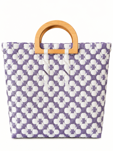Habi Violeta — Purple & White woven bayong bag, side view