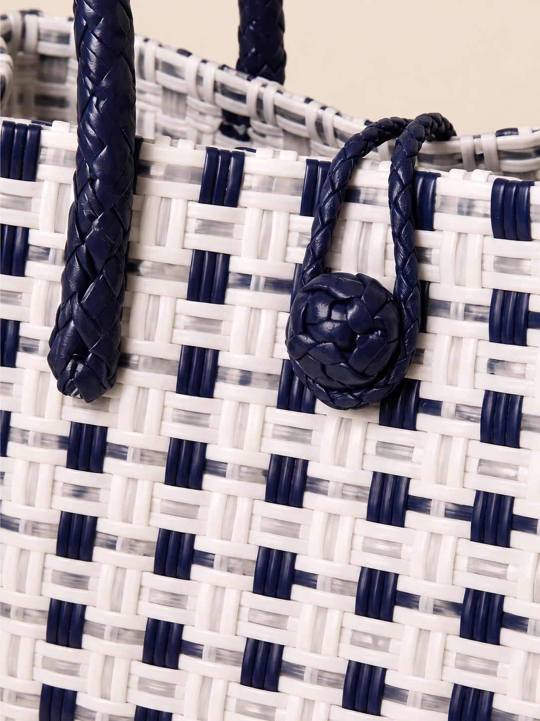 Habi Marino recycled-polypropylene structured bayong tote, woven detail