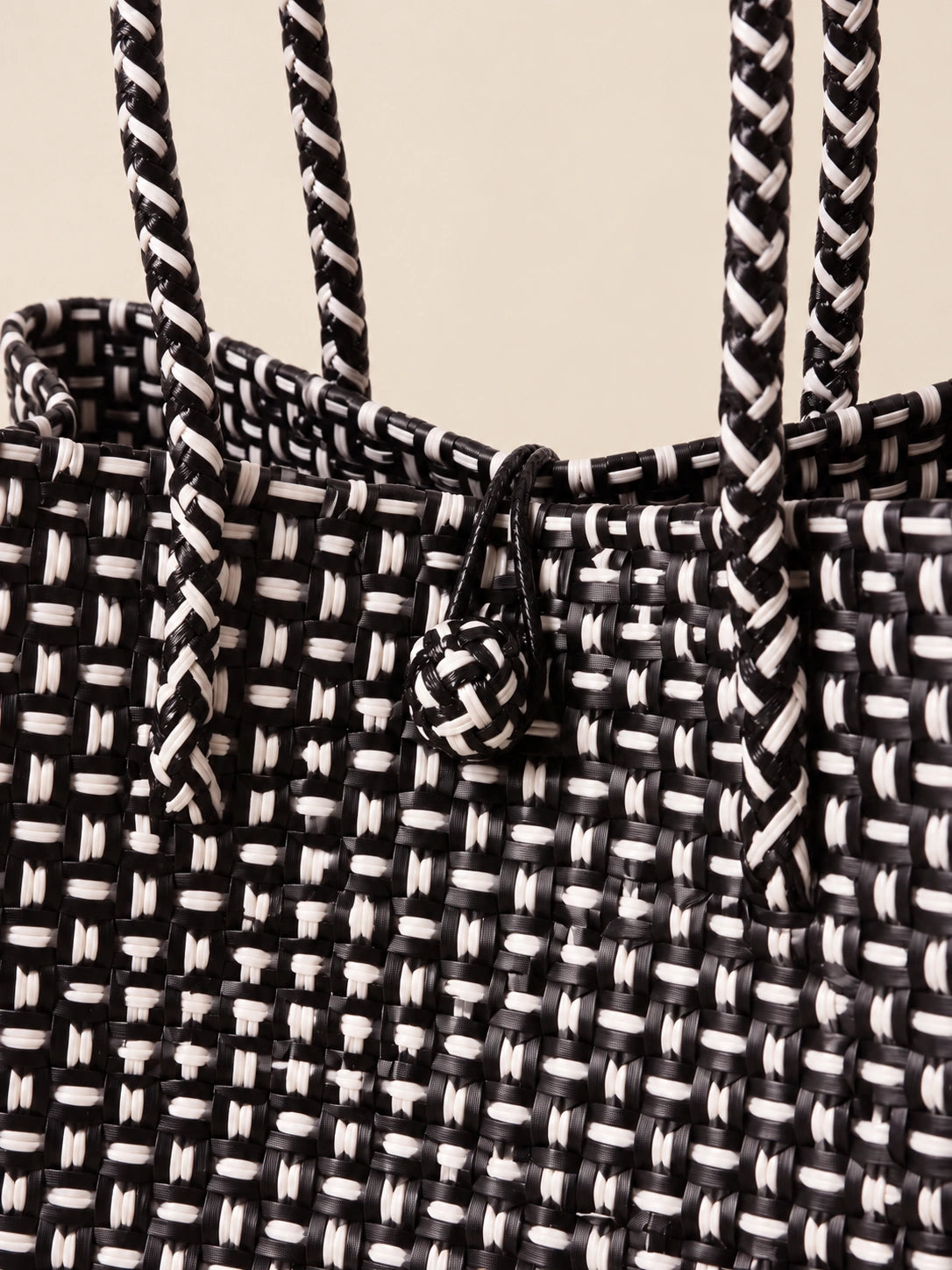 Habi Abo recycled-polypropylene structured bayong tote, woven detail