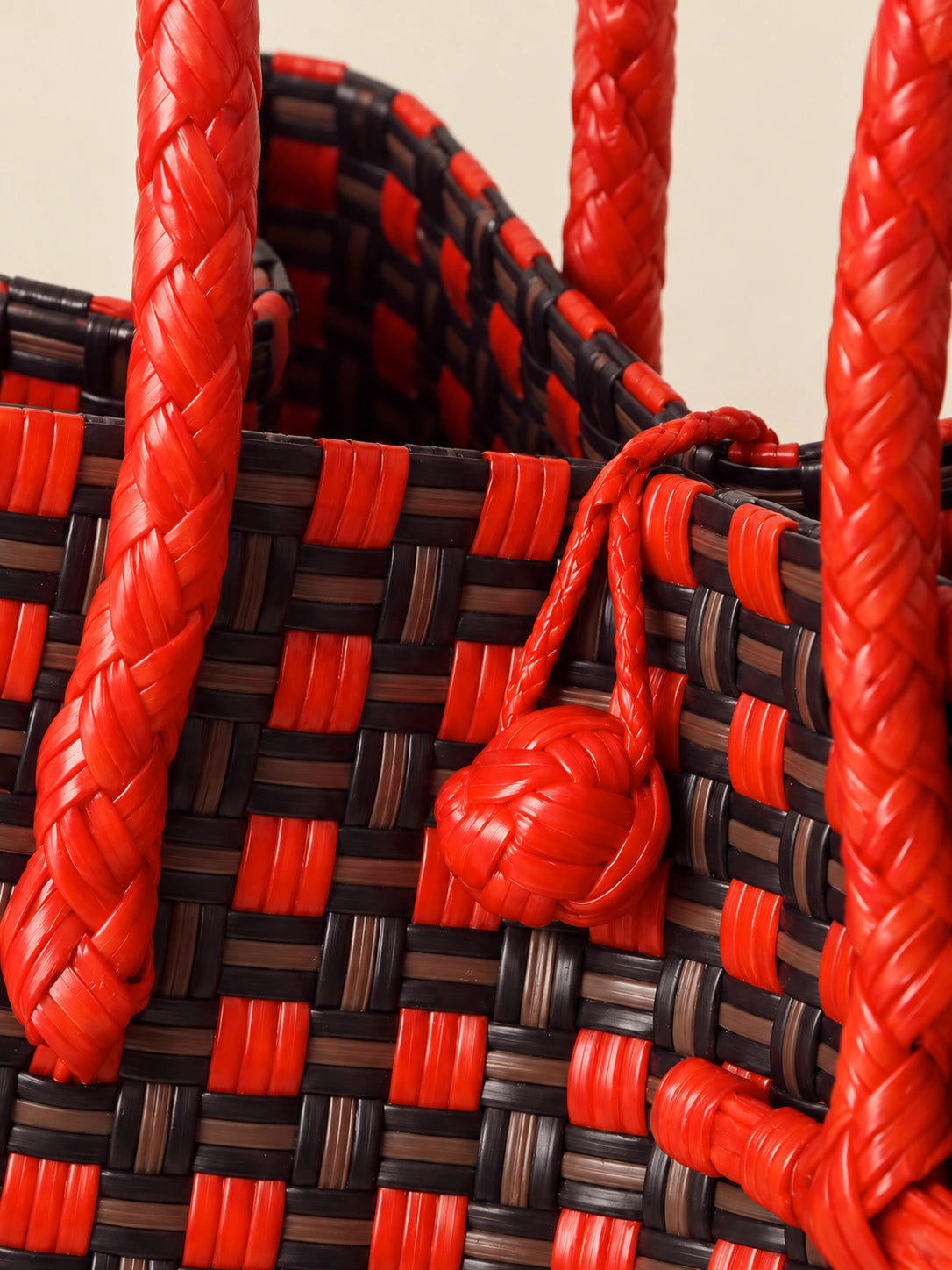 Habi Baga recycled-polypropylene structured bayong tote, woven detail