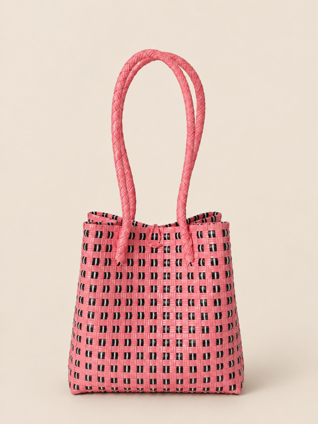 Habi Rosa recycled-polypropylene structured bayong tote, back view