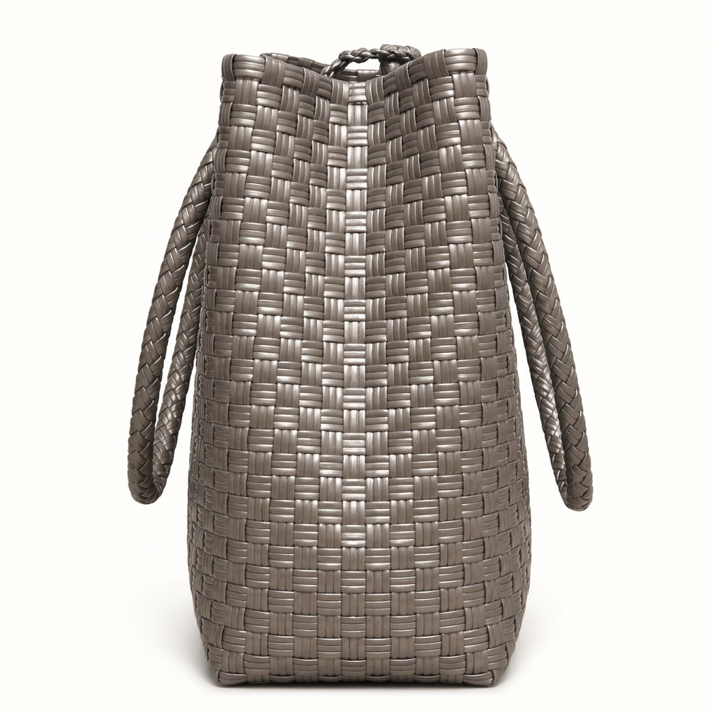 Habi Pilak silver woven tote, side view