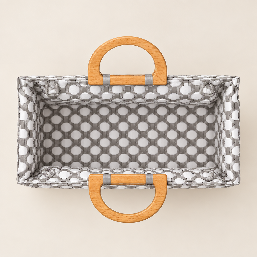 Aerial view of woven tote