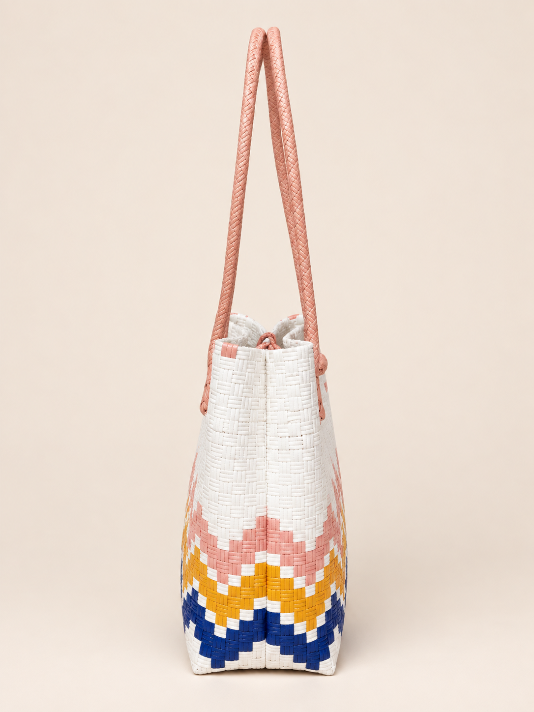 Habi Bukang-Liwayway recycled-polypropylene structured bayong tote, side view
