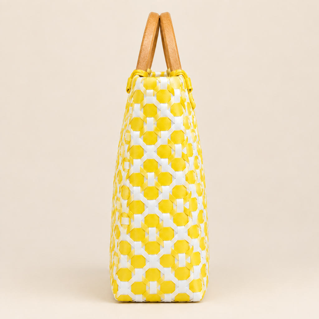 Side view of handwoven bag