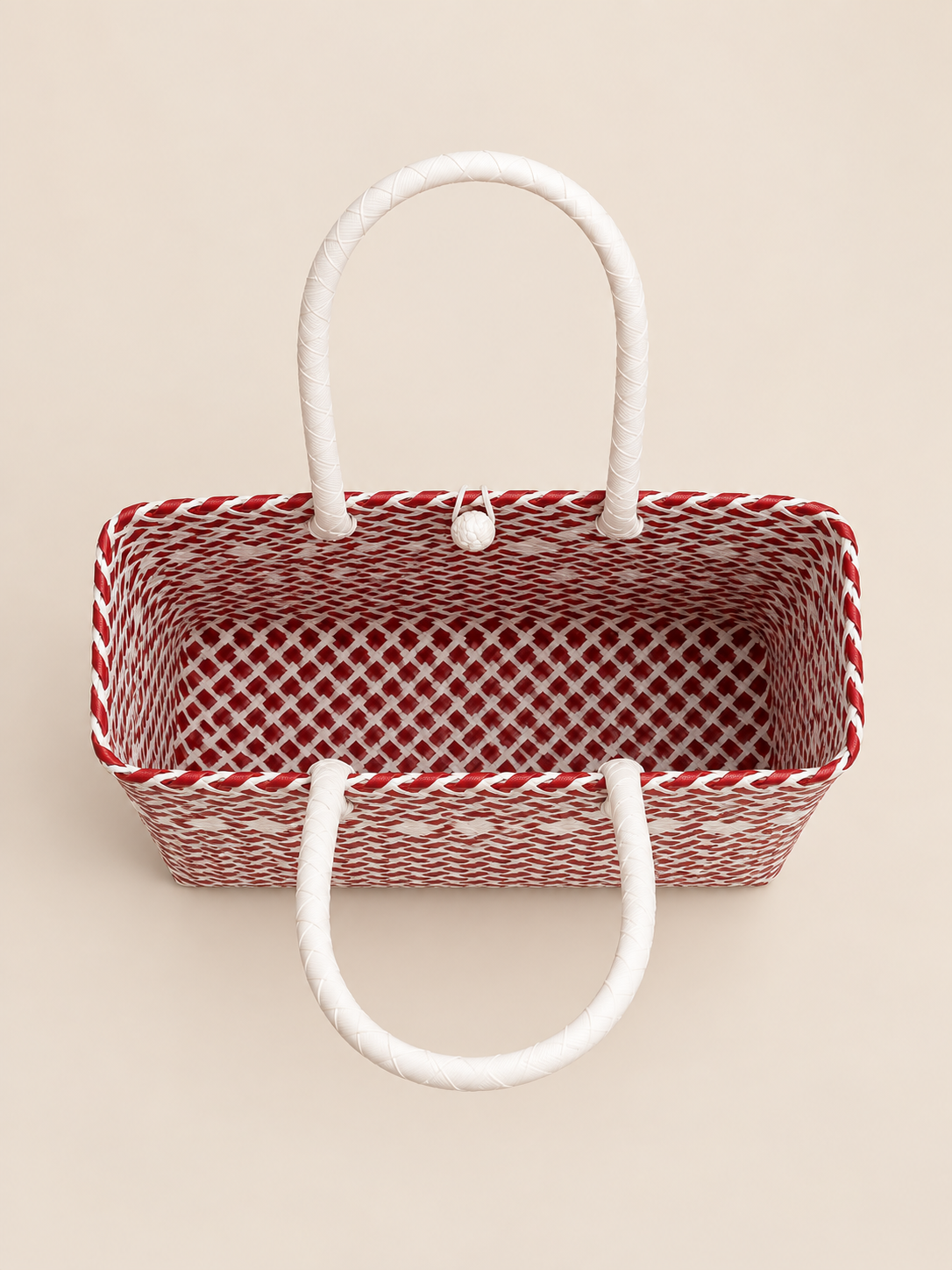 Habi Rosas — Pula at Puti recycled-polypropylene structured bayong tote, alternate view 4