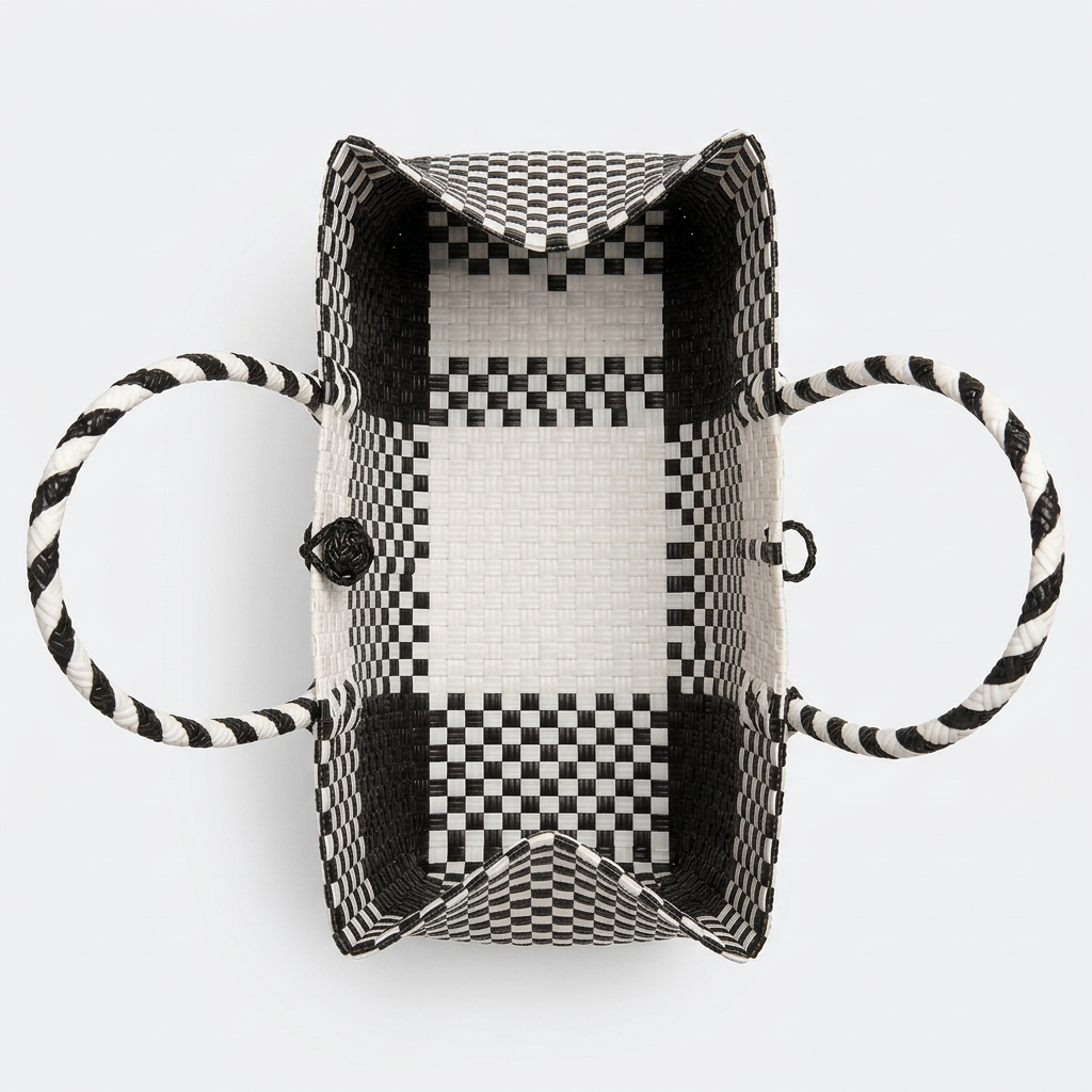 Habi Gabi at Araw black-and-white woven tote, aerial view