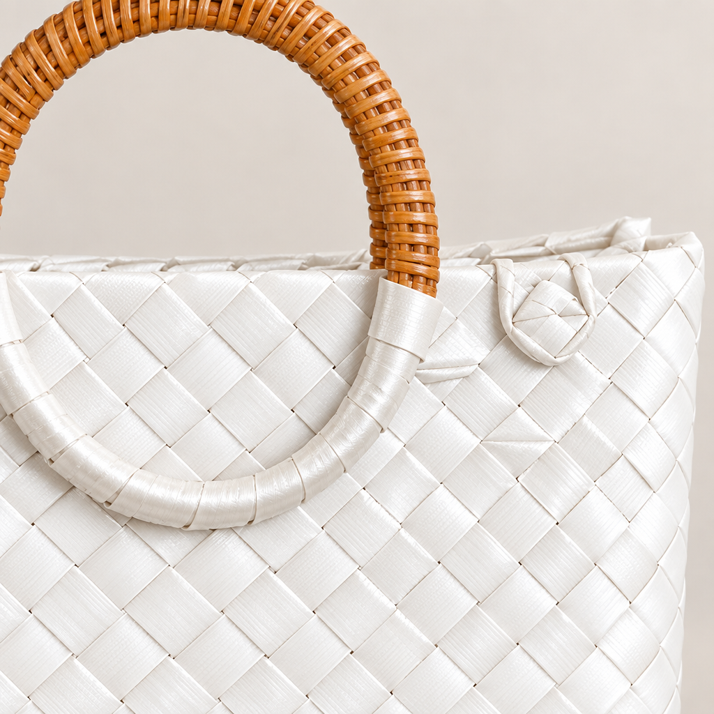 Close-up of woven material and handle