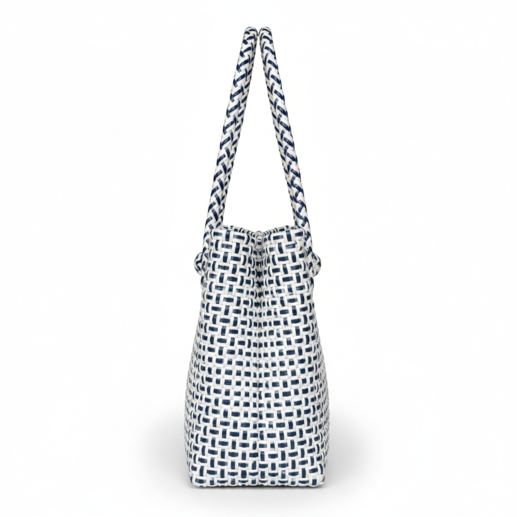 Side view of the handwoven bag