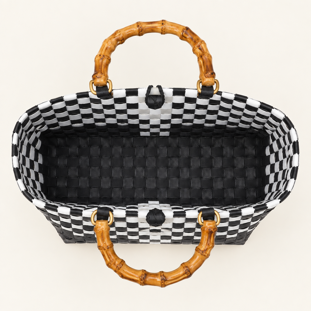 Aerial view of handwoven bag