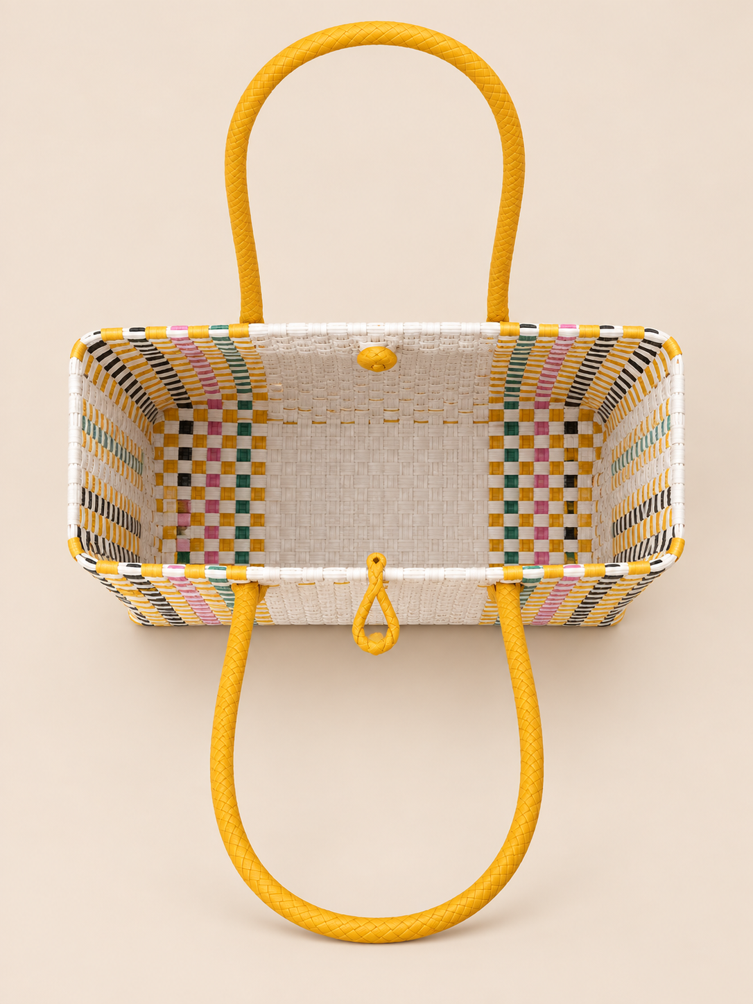 Habi Fiesta recycled-polypropylene structured bayong tote, interior view