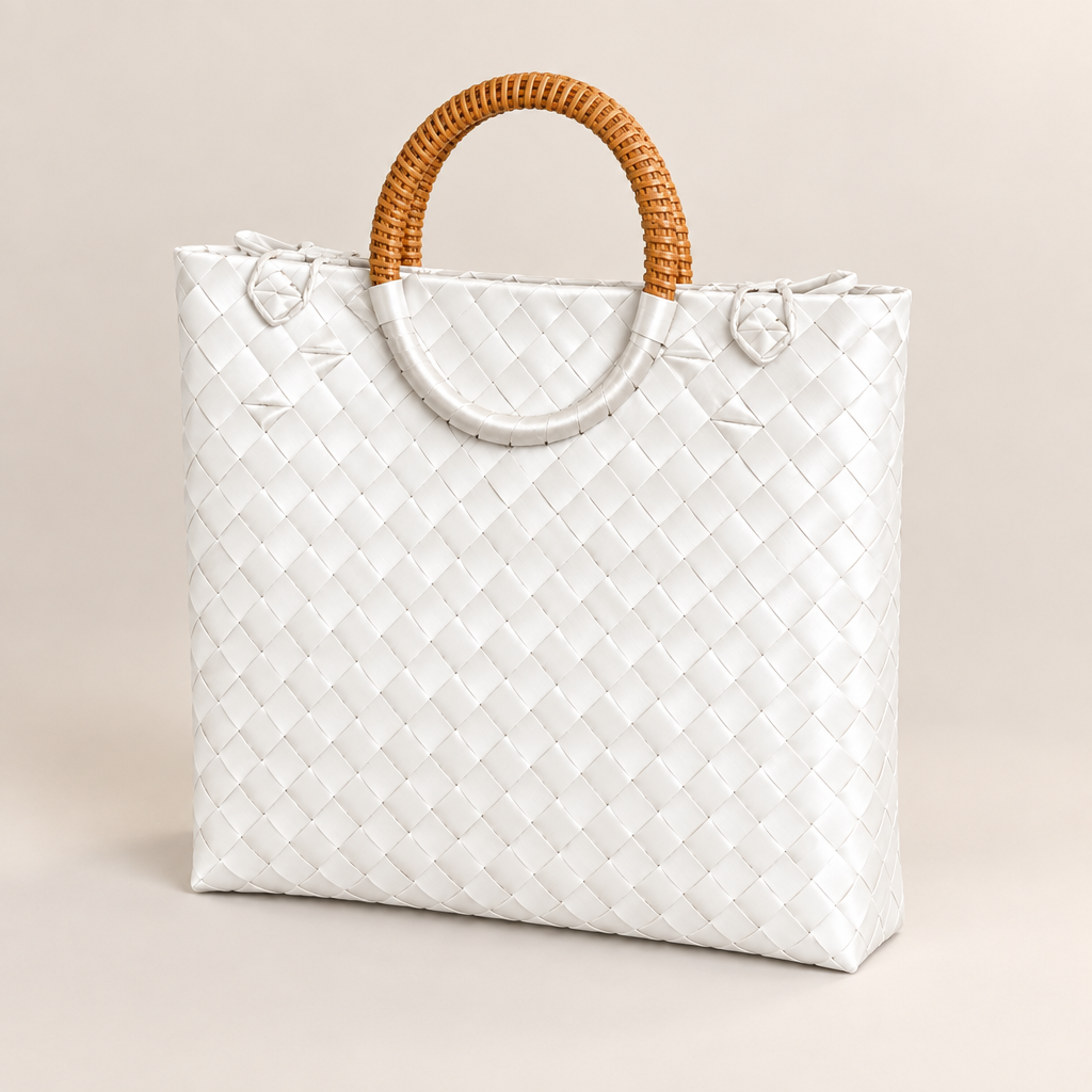 30-degree angle of handwoven bag
