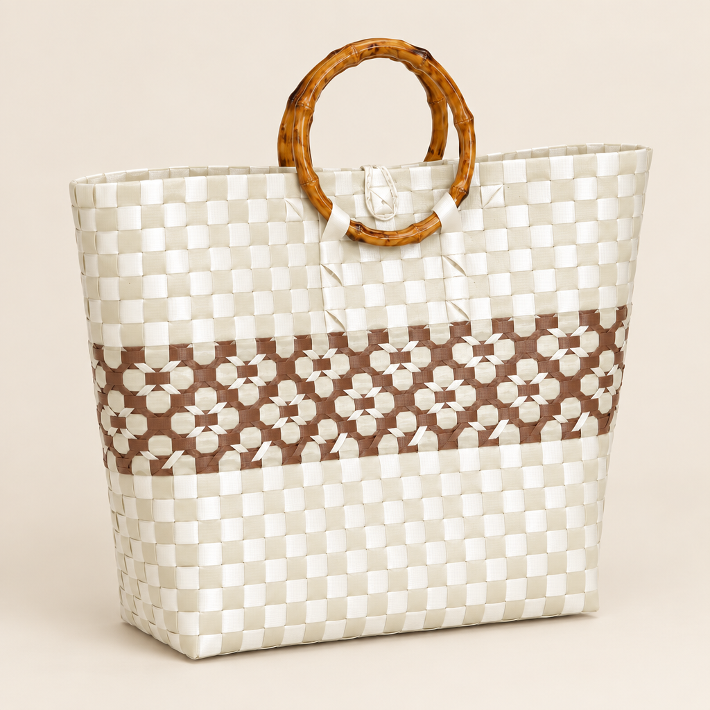 30-degree angle of handwoven tote