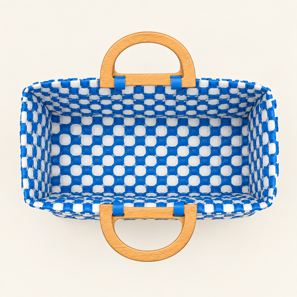 Overhead view of woven bag