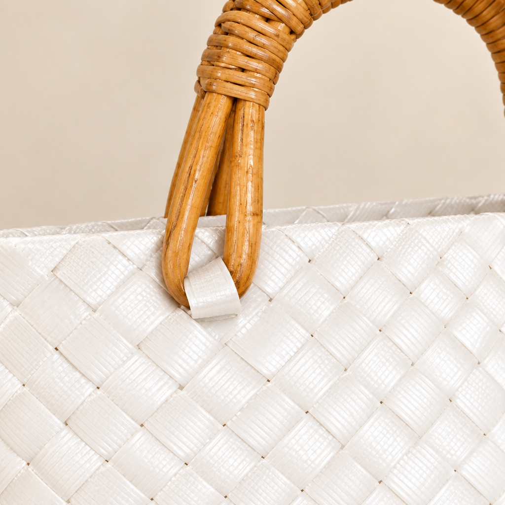 Close-up of woven material and handle