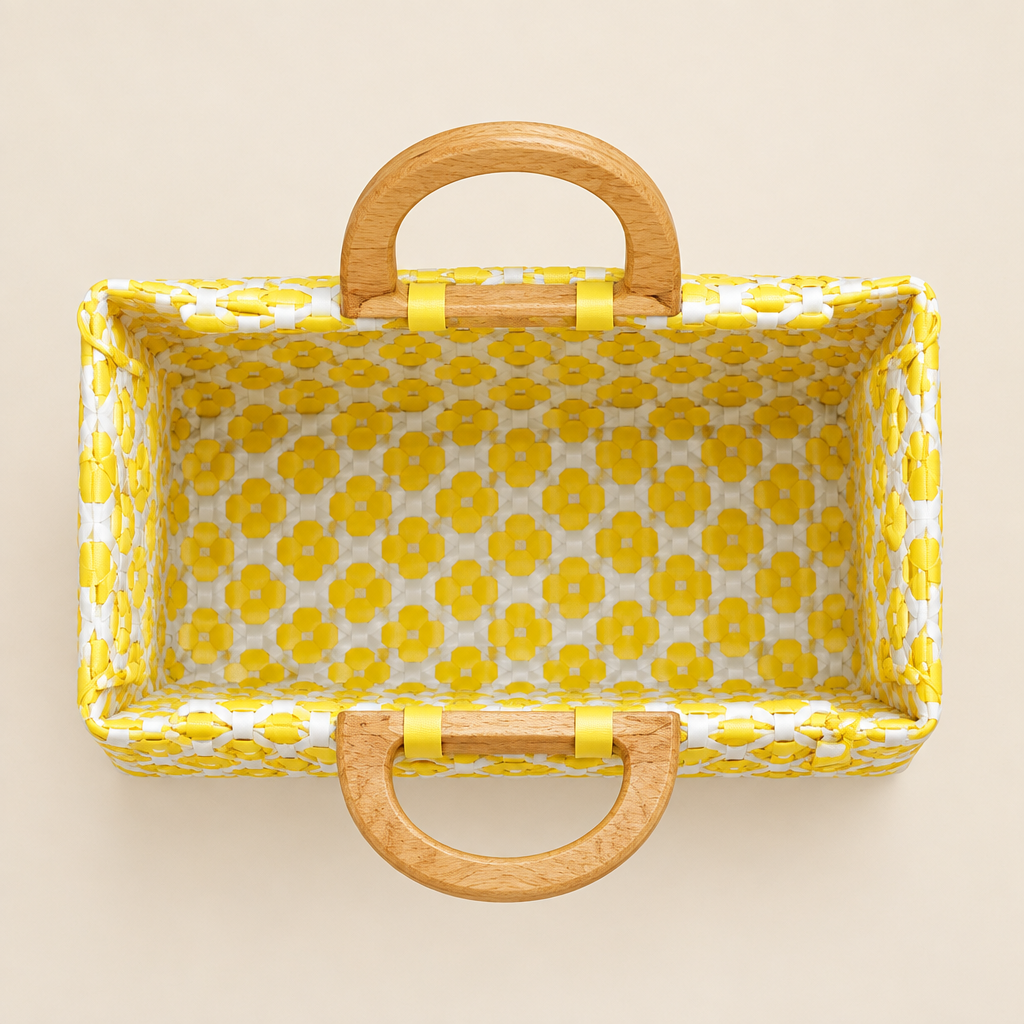 Aerial view of handwoven bag