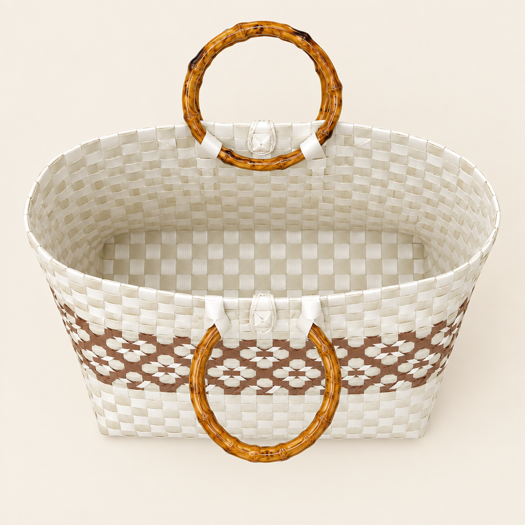 Aerial view of handwoven tote