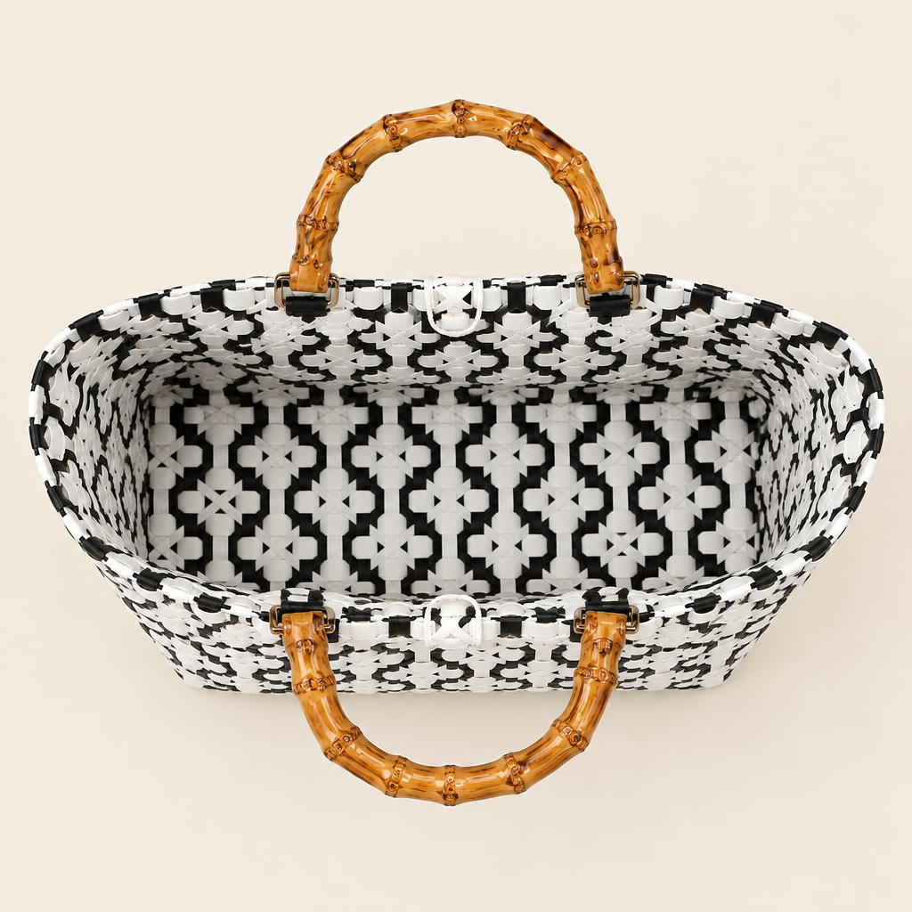 Aerial view of woven tote
