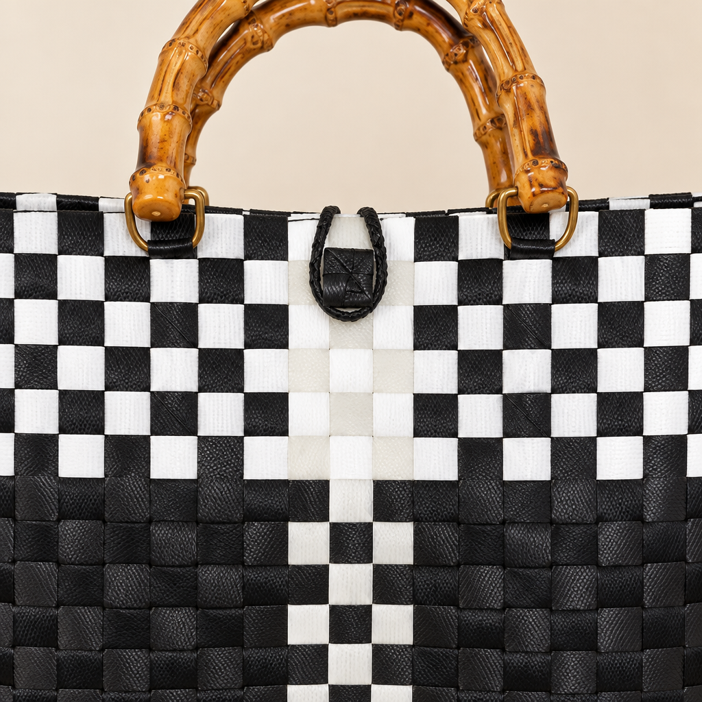 Close-up of woven material and handle