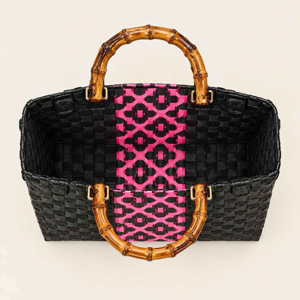 Aerial view of handwoven tote