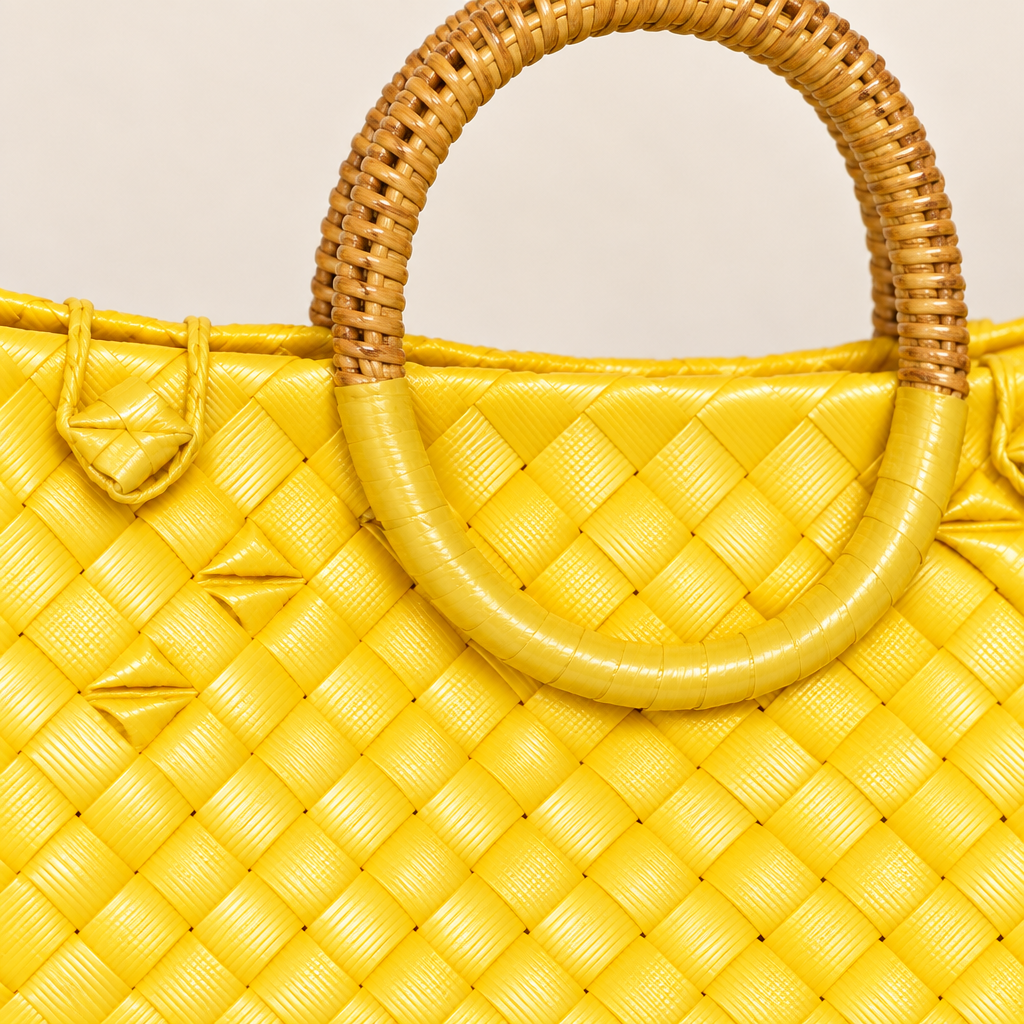 Close-up of woven material and handle