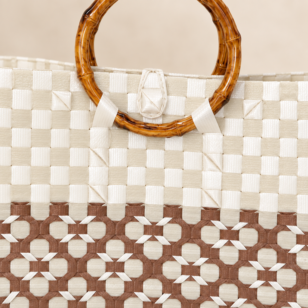 Close-up of woven material and handle