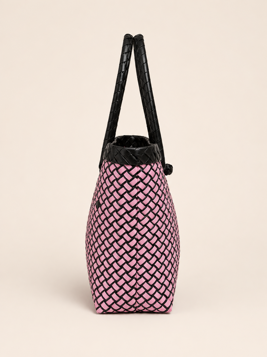Habi Elegansya recycled-polypropylene structured bayong tote, side view