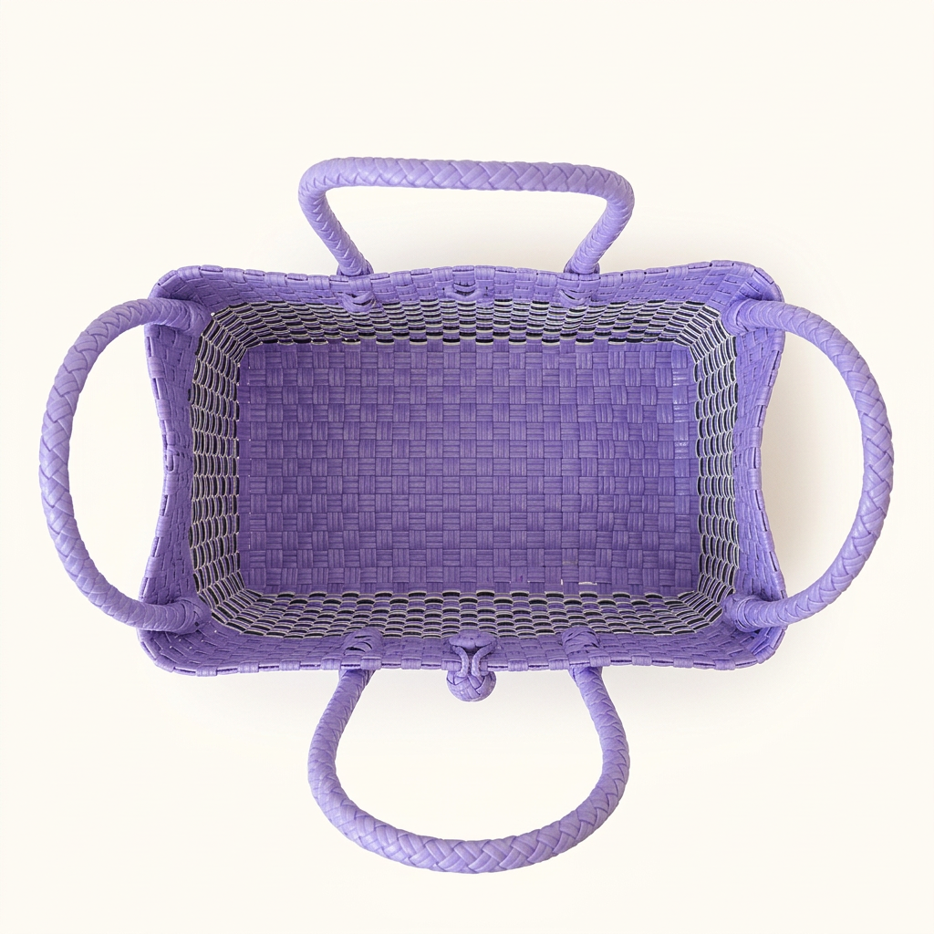Lavender mini-tote Munting Lila, overhead open-top view