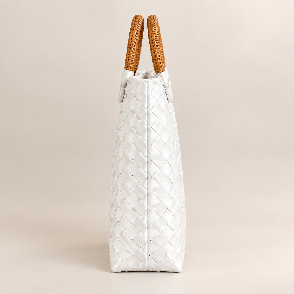 Side view of handwoven bag