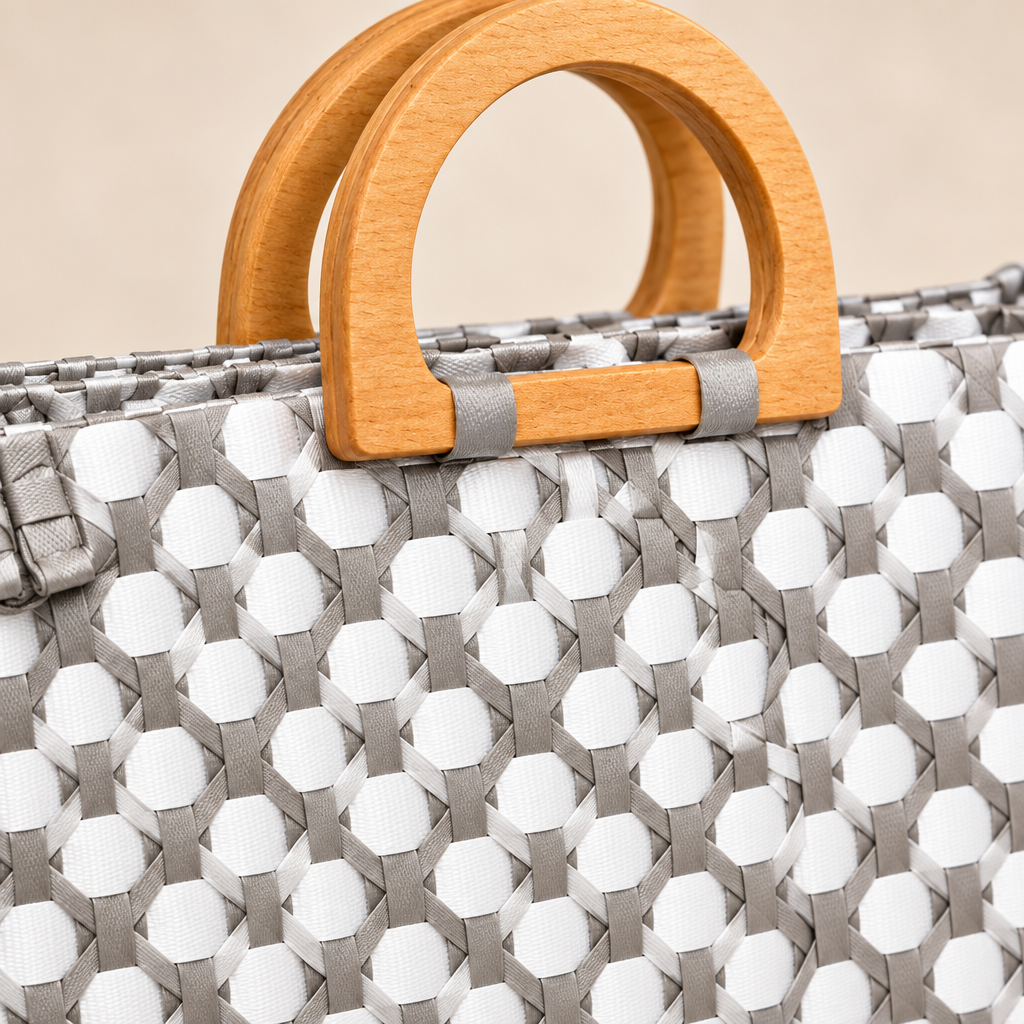 Close-up of woven material and handle