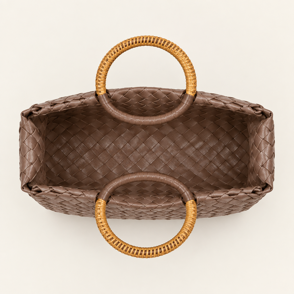 Overhead view of woven bag