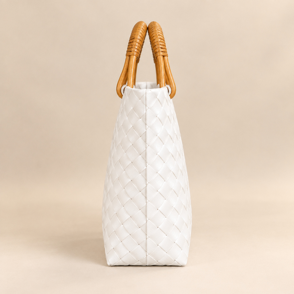 Side profile of handwoven bag