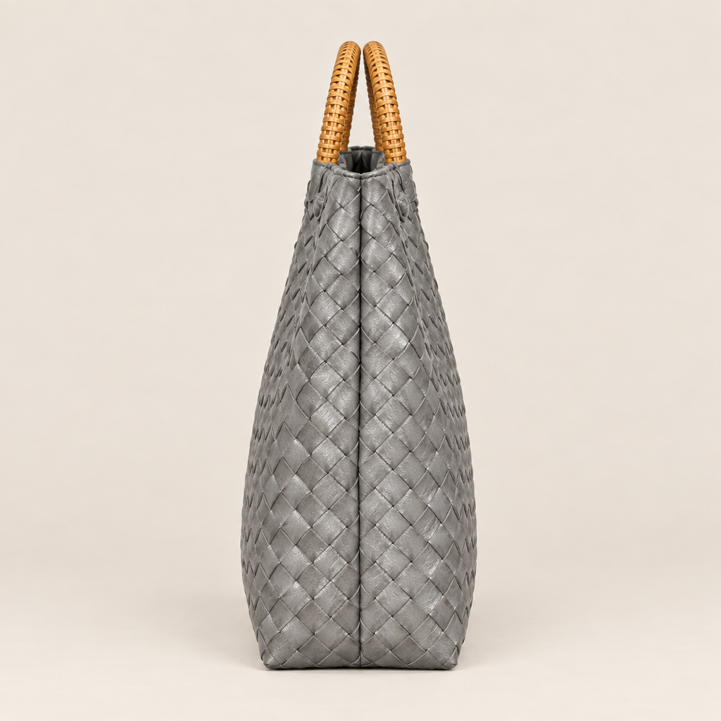 Side view of woven bag