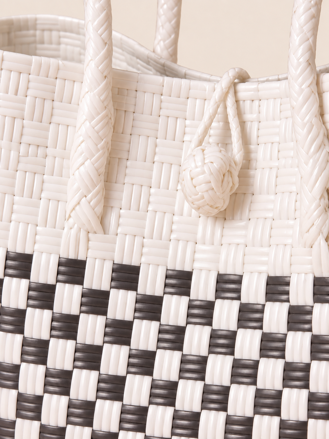 Habi Krema recycled-polypropylene structured bayong tote, woven detail