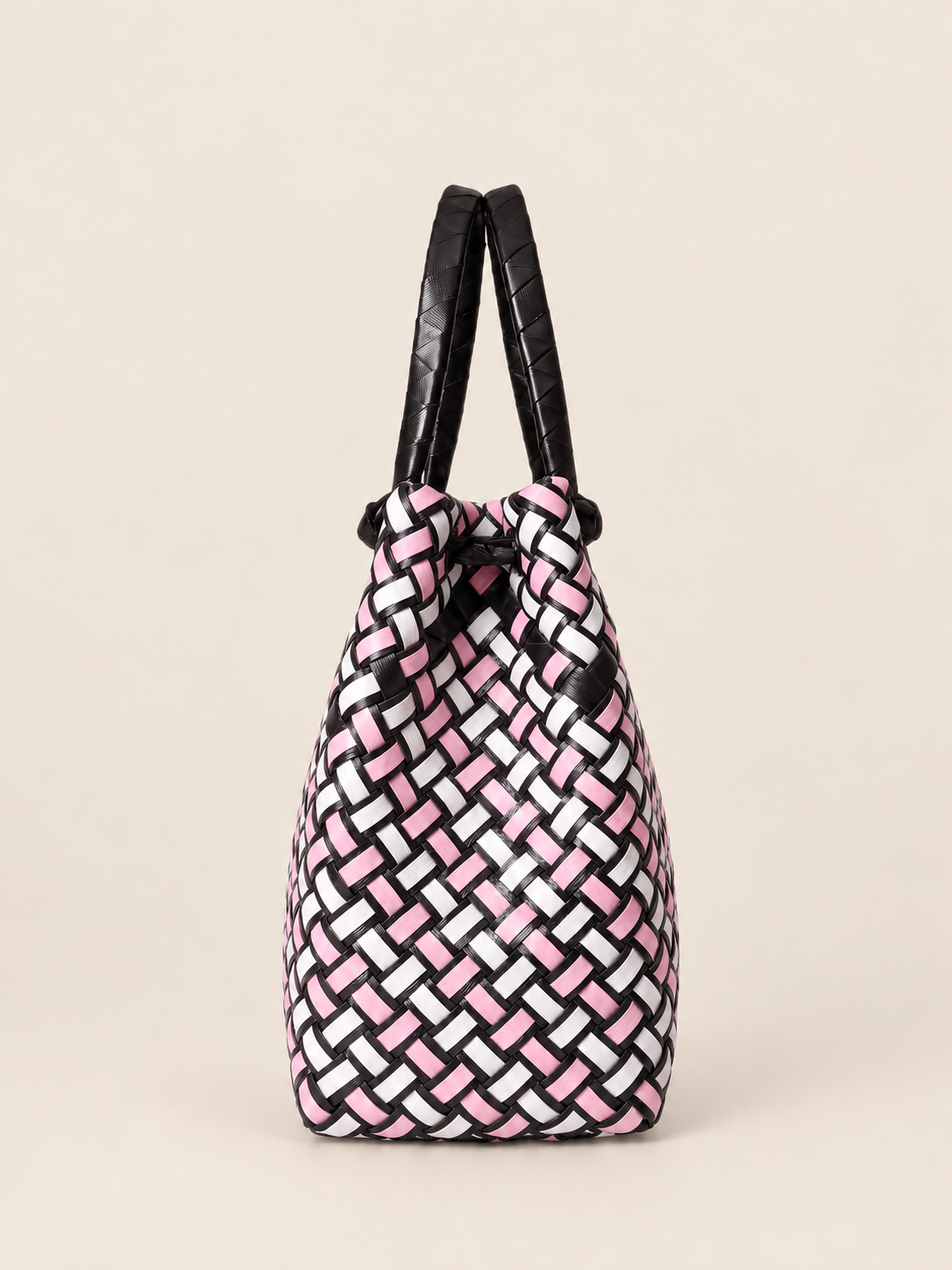Habi Piko recycled-polypropylene structured bayong tote, side view