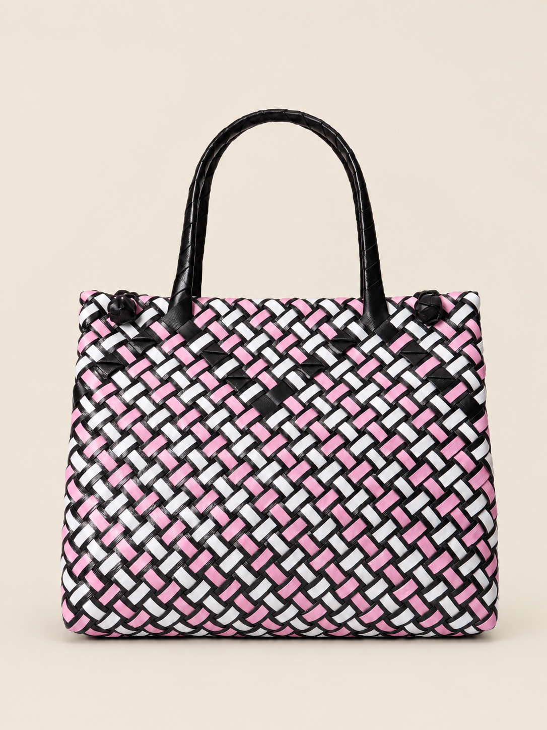 Habi Piko recycled-polypropylene structured bayong tote, back view
